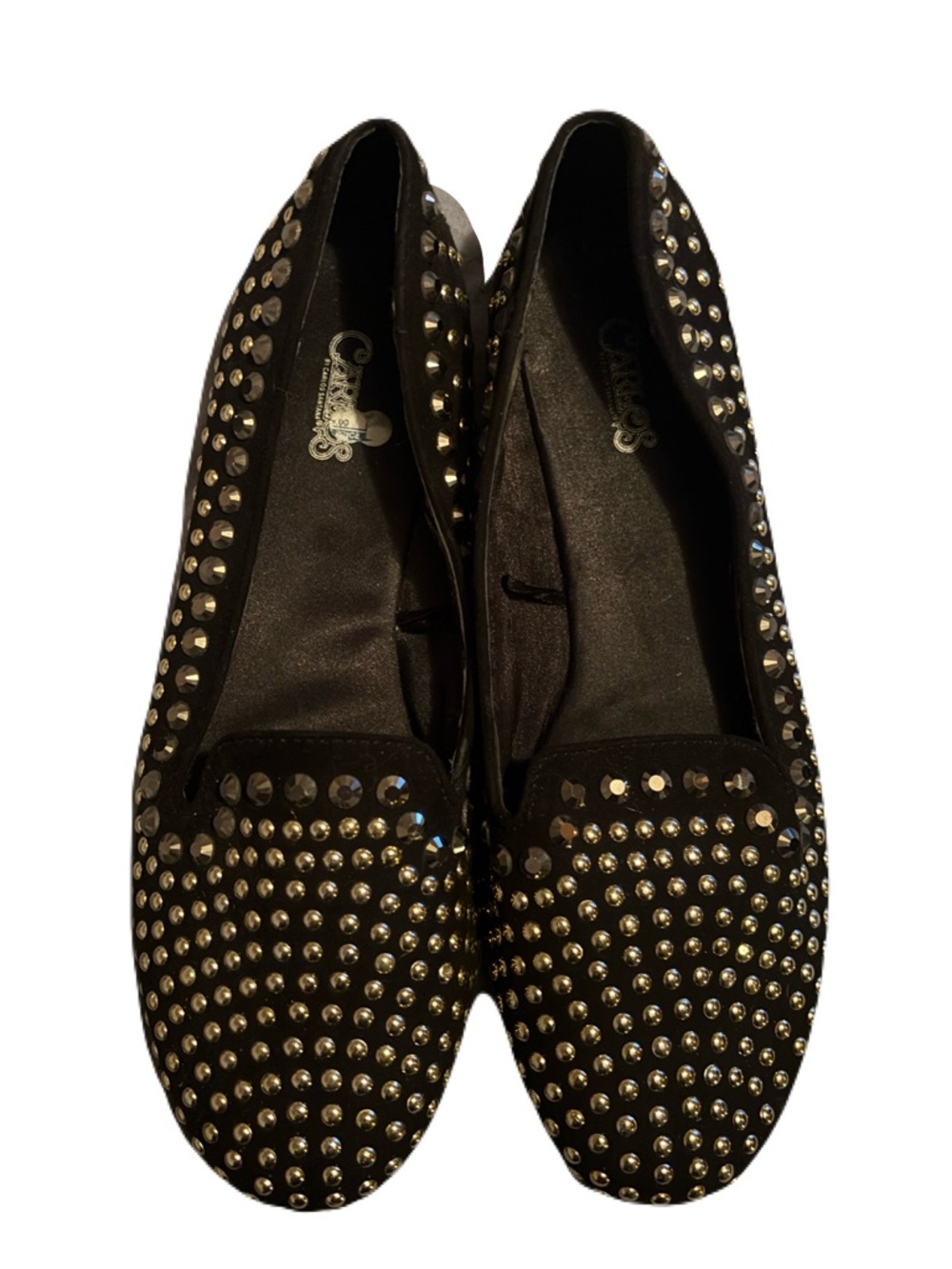 Carlos Santana Black Studded Slip-On Loafers
